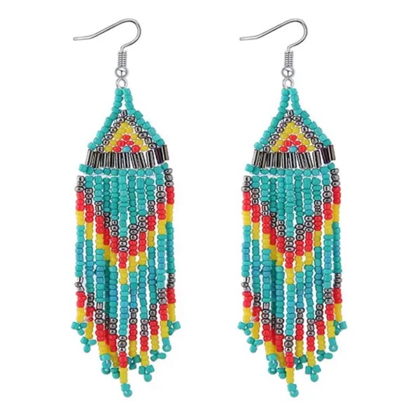 Sarrah Jewelry - NEW Boho Beaded Fringe Earrings Festival Dangle Statement Jewelry